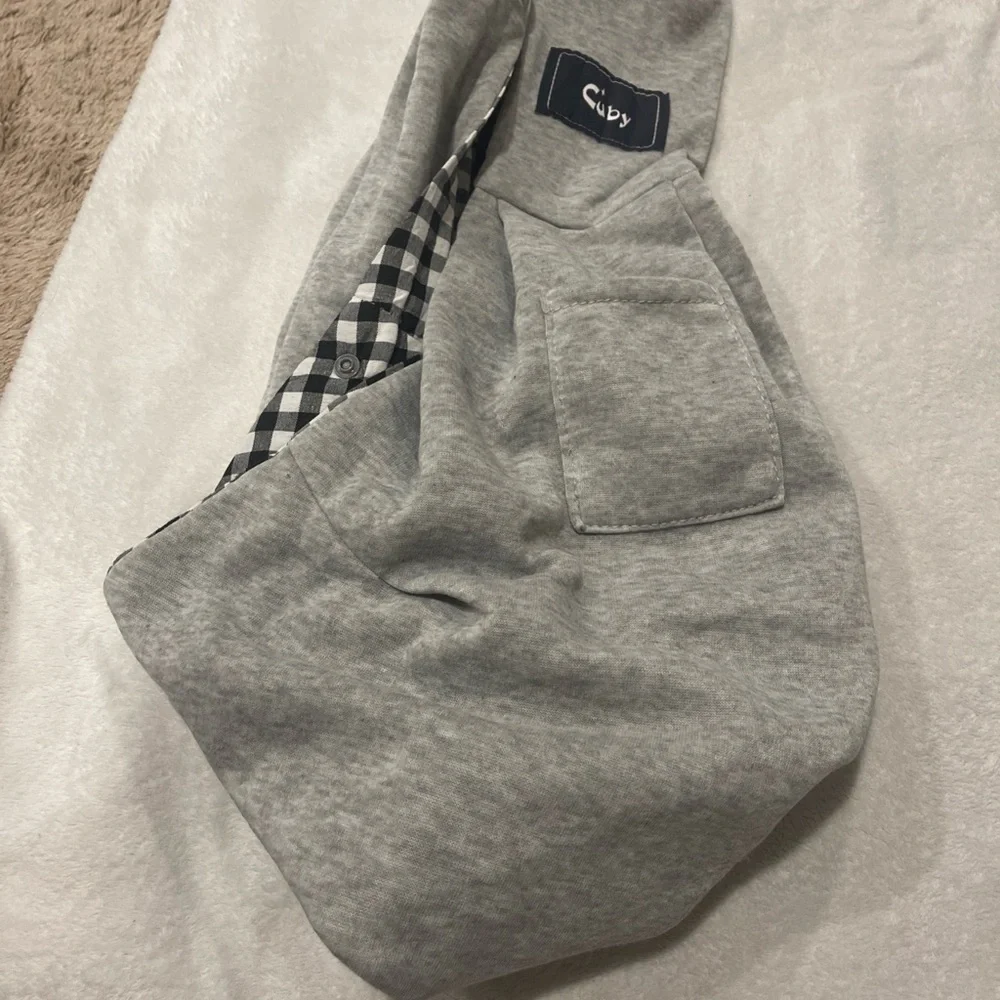 Cuby Dog & Cat Sling Carrier Soft Hands-Free Reversible Pet Papoose Bag Gray